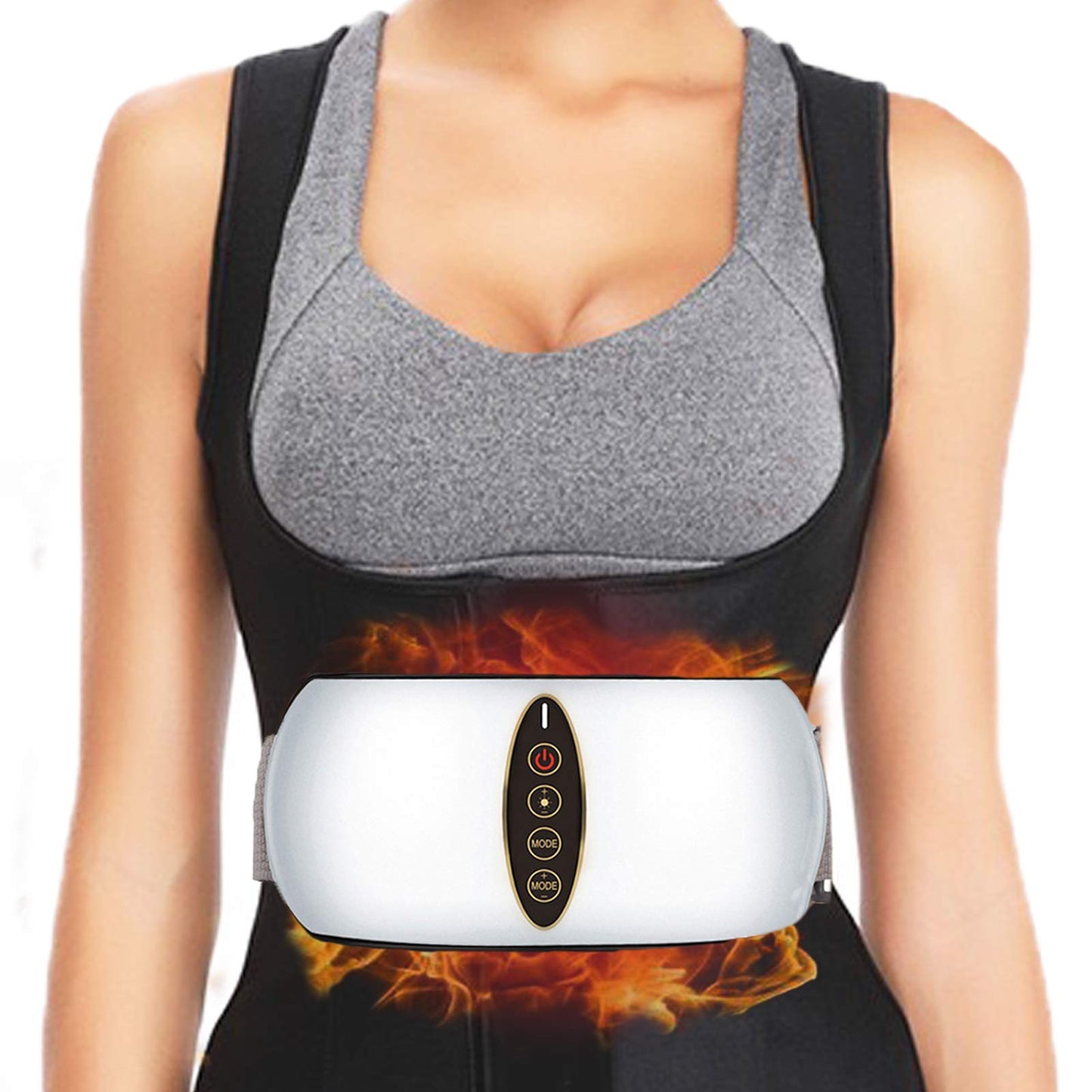 Wireless Electric Slimming Belt, Portable Abdominal Massager Machine with 4 Vibration Massage Modes& Mild Heating, Hot Belt for Women & Men Unplugged Version